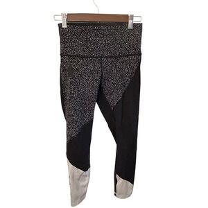 Lululemon SoulCycle High Rise Leggings Black White Speckled Reflective Tights